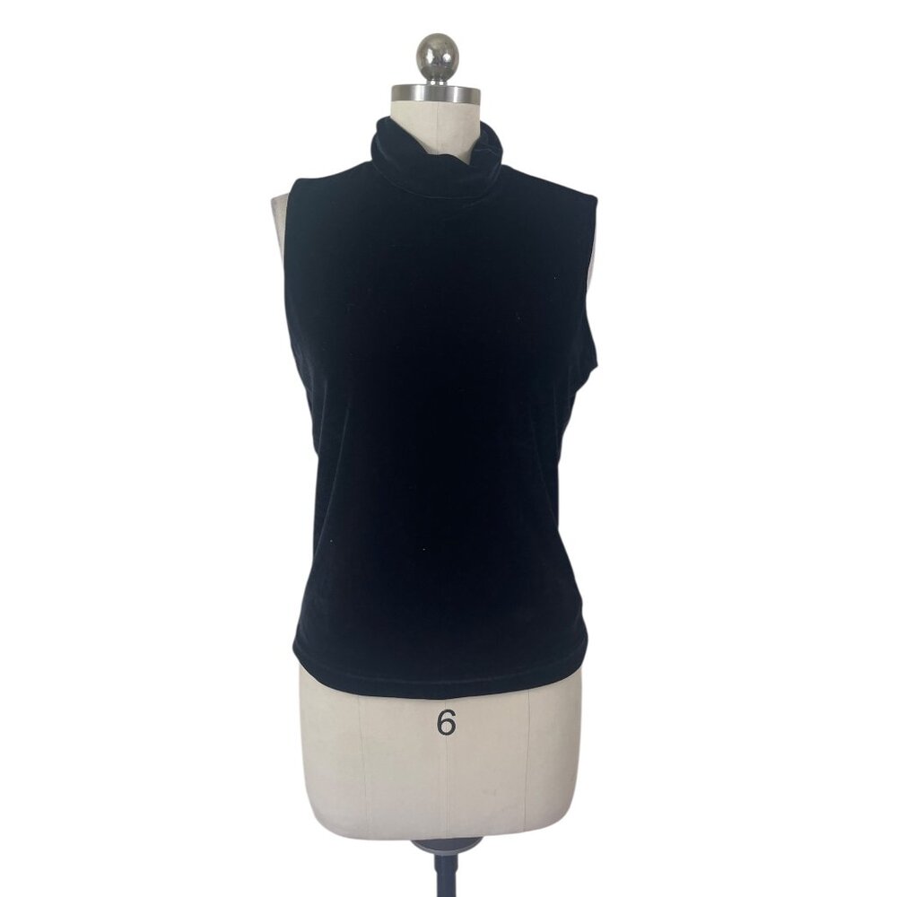 No Boundaries Y2K Velvet Turtleneck Womens JR 15 Black Sleeveless Quiet Luxury